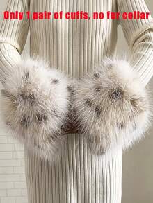 Faux Fur Collar Cuffs Set Winter Fluffy Shawl, 3 Options: Collar+Cuffs / Single Collar / Cuffs Only - Multicolor - View 31