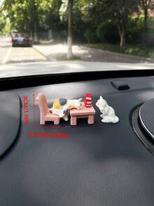 1組卡通可愛逼真小貓汽車儀表板裝飾品，創意趣味貓咪車窗儀表板裝飾，逼真迷你動物小雕像手工裝飾配件，汽車內飾小擺件 - A - 查看 7