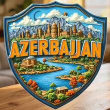 Azerbaijan Shield-Framed Peaks Autumn Foothills And The Maiden Tower's Watch Magnet Where The Caucasus Whispers Ancient Silk Road Tales Keepsake For All Metal Surfaces Throughout The Home - A - View 6