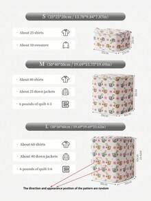 1pc Cartoon Sloth Pattern Clothes Storage Bin, Durable Breathable Fabric, Large Capacity Interior Space, Suitable For Seasonal Clothes, Blankets And Miscellaneous Items, Portable Handle, Stackable Storage, Suitable For Closet, Home Bedroom And Student Dorm Storage - White - View 11
