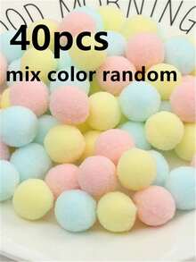 40/100 piezas Bolas de felpa de poliéster de alta elasticidad de colores, colores aleatorios DIY - Multicolor - Ver 15