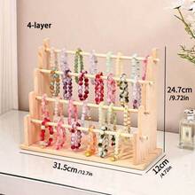 1 Wooden Desktop Jewelry Rack, Can Hold Bracelets, Bangles, Journal Tape, Keychains, And Bracelets. Detachable Design, Perfect For Storing Pendants, Hair Accessories, And Keychains. - Wood Color - View 17