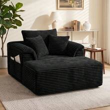 VerdeCore 48" Oversized Single Cloud Sofa Bed, Deep Seat Cushion, No Assembly Required, Boneless Fluffy Couch With Plush Cushions, Modern Sleeper Loveseat For Living Room, Bedroom, Small Spaces, Apartment, Movie Night - 黑色 - 查看 10