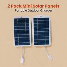 新款 2件/組 2W 便攜式太陽能充電板，5V USB 輸出，戶外太陽能行動電源，適用於手機、行動電源、智慧手錶、藍牙耳機，露營與徒步旅行必備 - 查看 13