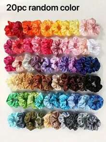 30pcs Random Color Fashion Satin Hair Ties & Clips, Suitable For Braiding, Ponytails And Various Simple Hairstyle Designs, Multiple Colors - Multicolor - View 4