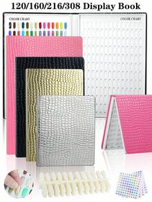 120 Colors Stone Texture Professional Nail Art Display Book, DIY Nail Art Display Rack, Gel Nail Polish Color Card, Dedicated Display Board, Artificial Nail Tools And Digital Stickers, Premium Quality - Multicolor - View 2