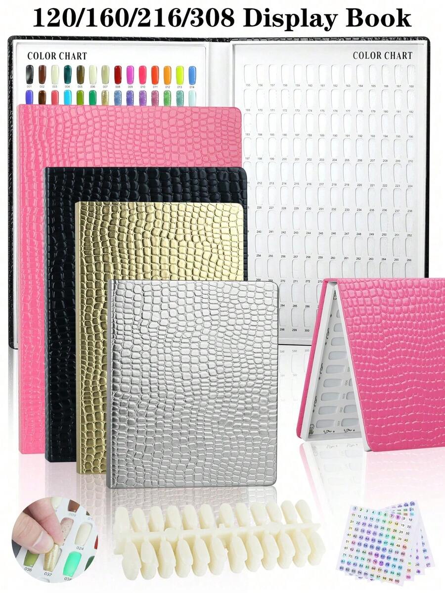120 Colors Stone Texture Professional Nail Art Display Book, DIY Nail Art Display Rack, Gel Nail Polish Color Card, Dedicated Display Board, Artificial Nail Tools And Digital Stickers, Premium Quality
