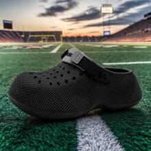 Men's Outdoor Casual Thick Sole Height-Increasing Clogs, 3D Textured Dual-Tone, Comfortable Indoor/Outdoor, Versatile For Vacation, Work, Commute, Couple Style, Spring/Summer - Black - View 1