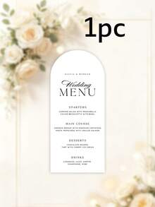 Custom 1pc/24pcs/48pcs Personalized Wedding Menu Cards, Customized Wedding Dinner Menu, Elegant Minimalist Floral Design, Wedding Table Decor, Customizable Event Menu Cards, Personalized Cards, Suitable For Wedding Banquets, Wedding Parties, Minimalist Wedding Table Decor - Arched Menu 8x18cm - View 21