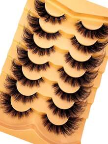 7 Pares de Cílios Postiços em Tira, Cílios, Cílios Postiços, Cílios Postiços, Cílios Postiços, Cílios Finos, Maquiagem Natural, Cílios Postiços Olho de Gato, Cílios Postiços em Tira Fofos de Vison, Cílios Postiços Olho de Raposa, Essencial de Volta às Aulas, Cílios Postiços para Escola, Diário, Feriado, Todos os Essenciais de Feriado. - Preto - Visão 6