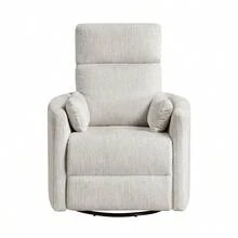 Modern Swivel Glider Reclining Chair Beige Microfiber Upholstery Plush Comfort Matching Pillows Living Room Furniture 1pc - Beige + Plywood + Contemporary + Modern1 - View 3