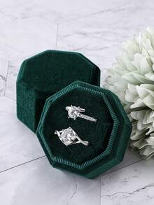1pc Velvet Ring Box, Hexagonal 3-Slot Ring Box, Suitable For Wedding Ceremony, Can Hold Multiple Rings, White Engagement Wedding Commemorative Box, Wedding Ring Storage Box, Engagement Ring Organizer Box - Multicolor - View 52