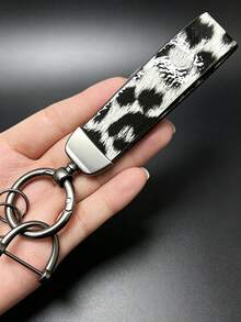 1件男女通用新款豹纹锌合金皮革简约钥匙扣，适用于各种钥匙和车钥匙、包包、挂饰，万圣节、情侣钥匙扣、汽车配件、包包挂饰、背包挂件，适合上学、哥特风Y2K风格，带证件套，汽车配件、包包挂饰，圣诞礼物，送给母亲、父亲、毕业生和老师的礼物 - 豹紋 - 查看 2
