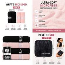 Reusable Makeup Remover Cloths, Microfiber Face Towels,,Washable And -Friendly, And - Pink / Black - View 1