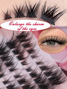 80pcs 10Rows Fox Cat Cluster Lashes Natural Look Fluffy Faux Mink False Eyelashes Sexy Lashes Extension Left & Right Individual Lashes Wispy DIY  Natural Cluster Lashes For Home Party,Valentine's Day, Traveling, Festivals Makeup - D - 查看 5