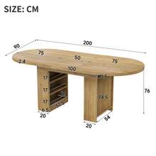 Extendable Dining Table 150/200 * 90, Suitable For 6-8 People, With Storage Space, Thickened Tabletop, Scandinavian Style Dining Table, Oak Color. - 1 - 查看 8