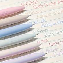 6pcs Assorted Color Neutral Pens Office Supplies Ballpoint Pens Colored Pens Back To School, 0.5mm Colored Signature Pens Student Writing Ink Pens Ballpoint Pens School Office Stationery - Morandi - View 7