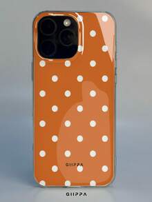 GIIPPA 1件白色底色搭配橘色鏤空波點圖案設計，Phone 17 Pro Max 手機殼，相容於 Phone 16 Pro Max、15 Pro Max、14 Pro Max，韓系高端時尚趣味手機殼，相容於 11/12/13/14/15/16 Pro Max Plus，優雅設計男女皆宜，送給女友的聖誕節、情人節、復活節、婚禮季與生日完美禮物！ - 橘色 - 查看 5