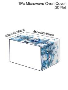 1pc Winter Blue Microwave Cover,Polyester Christmas Oven Dust Cover,Snowman Santa Print Dustproof Wrap For Holiday Kitchen Decor Xmas Decor For 2027 - Multicolor - View 9