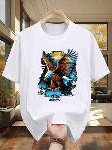 200g 100% Pure Cotton Short-Sleeved T-Shirt, Modern, Casual, Versatile. - White - View 1