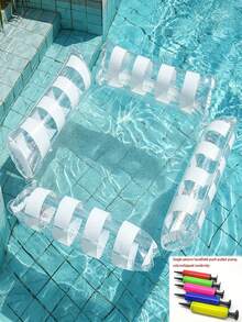 1 Set Foldable Inflatable Water Lounger, 4-Tube Backrest Pool Float, Includes 1 Air Pump, PVC Material, Multi-Color Options, Holiday Essential, Summer Water Party Must-Have, Suitable For Adult Vacation And Leisure, Inflatable Pool Float, Beach Supplies, Beach Accessories, Inflatable Sea, Non-Food Contact - Multiple Styles - View 6