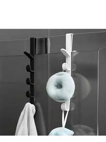 Cabinet Door Hanging Multi-Hook Rack, Drill-Free Plastic Hooks, Space-Saving Closet Organizer, Multi-Bend Hooks For Towels, Bags, Hats, Scarves, Suitable For Kitchen, Bathroom, Bedroom Home Storage Rack, Load Capacity Under 1kg - Multicolor - View 9