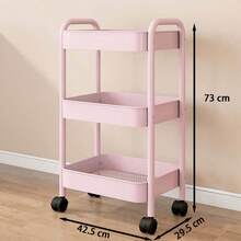3 Layer Removable Metal Utility Trolley With Rotatable Wheels, Modern Minimalist Carbon Steel Rolling Storage Rack For Household Sundries Kitchen Bedroom Bathroom Use - View 3