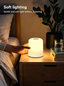 1pc Touch Sensor Bedside Lamp, RGB Multi-Color With Remote Contro - USB Rechargeable Lithium Battery, 3-Color Adjustable Bedside Lamp (With Plastic Lampshade), Soft Flicker-Free Home Lighting, Rechargeable RGB Color Changing With Remote,Bedroom - White - View 12