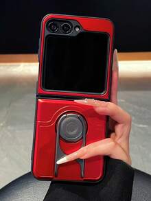 Shockproof Armor 360 Degree Ring Stand Phone Case Compatible With Samsung Galaxy Z Flip6 5G Bumper Protective Cover - Red - View 3