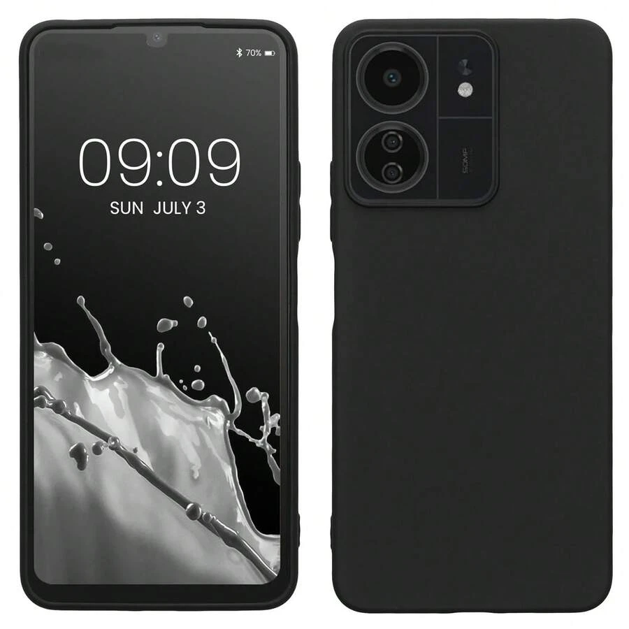 Casing Ponsel Poco C65, 13C, Dengan Perlindungan Kamera, Tipis, Tahan Guncangan, Fleksibel, Hitam Matte, Lembut, Silikon Pelindung - Hitam - View 1