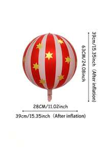 2pcs 22 Inch 4D Striped Star & 3D Round Foil Balloons, Birthday Party Decorations, Suitable For 1st Birthday Party Scene Arrangement - Multicolor - View 3