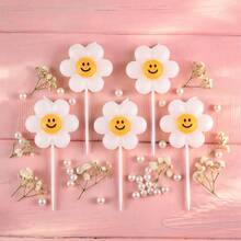 HIBIRTH 5pcs Creative Cartoon White Flower Candles Cake Decoration Cute Small Flower Candles Birthday Celebration Party Baking Plug-In - View 7