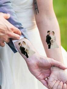 12-300pcs Customized Photo Temporary Wedding Tattoo Stickers, Personalized Tattoo Stickers, Customizable Valentine's Day Gift - Multicolor - View 4