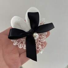 かわいいウサギ耳リボン ビーズレースヘアアクセサリー ロリータファッションメーカー卸売 - ブラック - チェックする 6