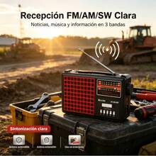 Radio portátil multifuncional marca Boccini modelo TC9231 con linterna integrada, recepción de bandas completas FM AM SW, volumen alto, alimentación dual batería y corriente, radio retro para adultos mayores, ideal para emergencias, paseos al aire libre y escuchar noticias - Negro - Ver 3