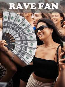 1pc Unique Folding Fan With Dollar Pattern, Innovative Design, Personalized Handheld Fan, Perfect For Parties, Weddings, Club Events, Halloween And Other Festivals - Multiple Styles - View 8