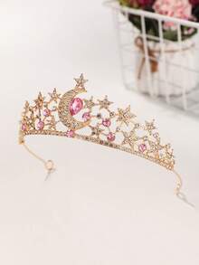 1件女款時尚公主風3D皇冠甜美奢華水鑽生日髮飾髮箍 - 44013粉紅色 - 查看 5