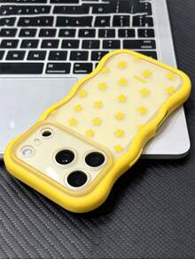 Casing Ponsel Matte Transparan dengan Motif Bintang Kartun Lucu, Kompatibel dengan iPhone 17 Pro Max 17 Pro 17 16 Pro Max 16 Pro 16 15 Pro Max 15 Pro 14 Pro Max 14 Pro 13 12 11. Desain Gelombang Kreatif Mewah, Tahan Guncangan, Pelindung Belakang Bumper. - Kuning - View 3