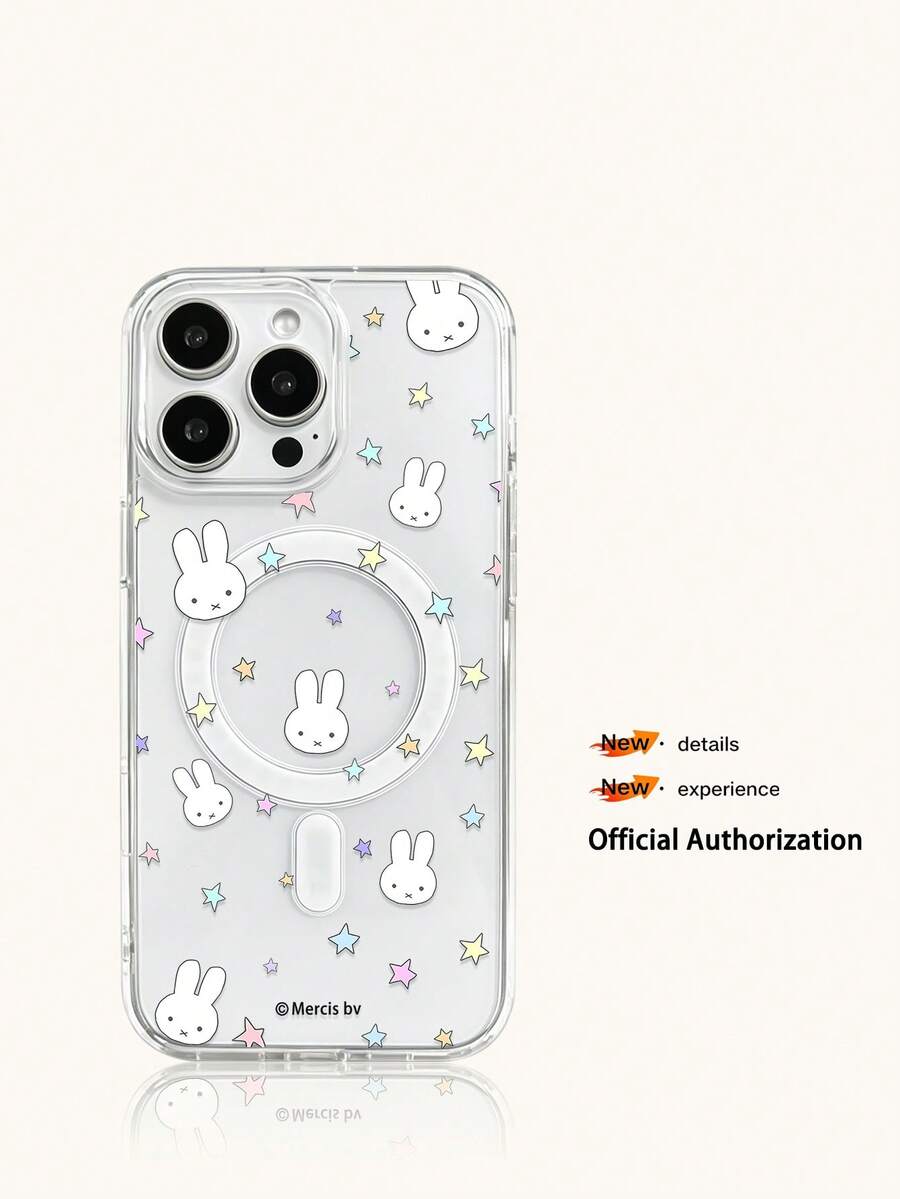 Miniso Custodia per telefono Miffy trasparente con ricarica magnetica senza fili, regalo per le vacanze, antiscivolo, antiurto, anti-impronte, serie Android Galaxy S22 S23 S24 S25 S26, Apple 17 17Air 17Pro 17ProMax 11 12 13 14 15 16Pro 16ProMax 14Plus 15Plus 16Plus 16Pro 16ProMax XR - Trasparente - Visualizzare 1