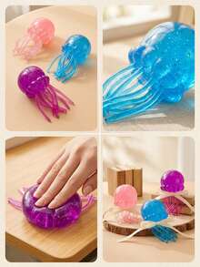 Maltose Jellyfish Squeeze Toy, Soft Transparent Stress Ball, Slow Rebound Pressure Relief Ball, Soothing Sensory Finger Toy, Realistic Animal Stress Relief Toy, Ocean Creature Prank Toy, Gift Bag Filler, Desk Decor, Birthday Gift, Party Favor - Maltose Jellyfish - View 7