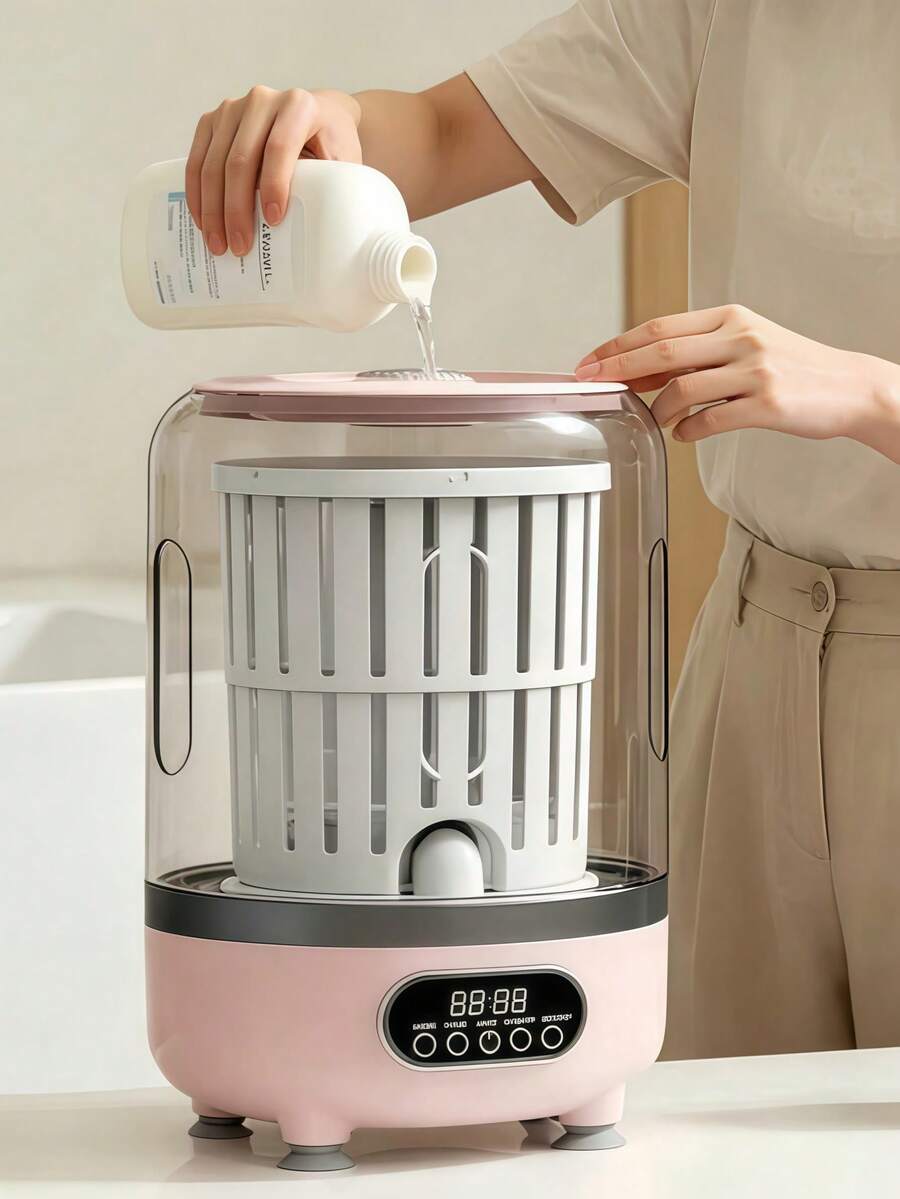Mesin Cuci Mini Portabel 3L dengan Keranjang Pengering, Otomatis Penuh, Pembersihan Mendalam dan Pengeringan Putar yang Kuat, Ideal untuk Pakaian Dalam, Kaos Kaki, Pakaian Bayi, Perjalanan, Asrama, RV, dan Acara Lainnya