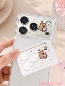 1pc Cute Cartoon Capybara Pattern Lens Protector Film, Compatible With Apple 17 Pro/17 Pro Max/18 Pro/18 Pro Max Models, Full Coverage Rear Camera Protection, Scratch-Resistant And Wear-Resistant, Easy Installation. - Clear - View 4