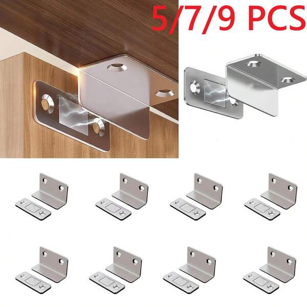 5/7/9 pièces Loquets magnétiques ultra-fins, aimants de porte d'armoire, fermeture magnétique auto-adhésive pour placard, armoire, armoire, tiroir