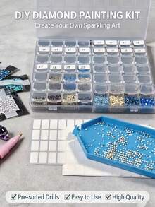 1PC Transparent Plastic Compartmental Storage Box,10-56 Grids Optional Adjustable Divider Net Style Organizer, Dust-Proof Desktop Indoor Home Handicraft Beads Jewelry Nail Rhinestone DIY Small Accessory Classification Container - A - View 9