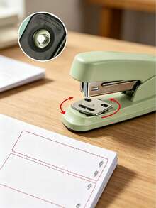 Upgraded Morandi 3-Color Optional Effortless Stapler, Blue Green Pink Solid Color Portable Model, Student Exam Paper Organizing, Office Document & Receipt Binding, Home Desktop Universal Small Stapler Stationery - Multicolor - View 7