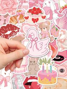 50pcs Pink Fun Land Stickers Notebook Laptop Phone Case Luggage Skateboard Helmet Decoration Stickers - Multicolor - View 8