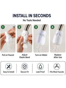50pcs (40 Filter Cartridges + 10 Straps) High Density Non-Woven Fabric Faucet Filter, Kitchen & Bathroom Universal Tap Water Filter Cartridge, Easy Installation Home Water Purification Accessory, For Filtering Rust, Sediment And Impurities - Multicolor - View 8