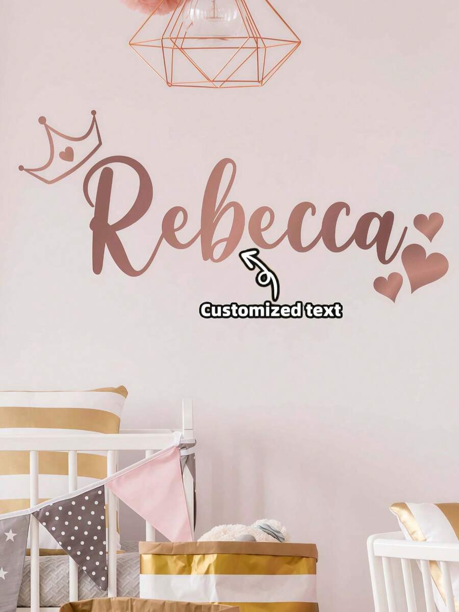 Personalized Princess Crown Wall Sticker Custom Name Decor Wall Art(Sticker Only) - Multicolor - View 1