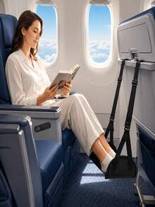 2Pcs Portable Airplane Footrest, Adjustable Height Travel Foot Rest Hammock, Soft Polyester Leg Support Cushion, Compact Space Saving Design, Flight Train Office Footrest Accessories, Travel Comfort Essentials - Multi-color - View 5