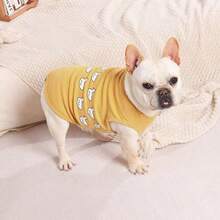 Printed French Bulldog & Corgi Pet Dog Clothes, Summer Thin Breathable Vest, Suitable For Teddy, Bichon, Pomeranian, Yorkshire Terrier, Corgi, French Bulldog And Other Small To Medium Dogs, Spring Clothes - Yellow - View 4